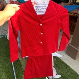 Little Girl’s Red Custom 2-piece Suit, Size 6